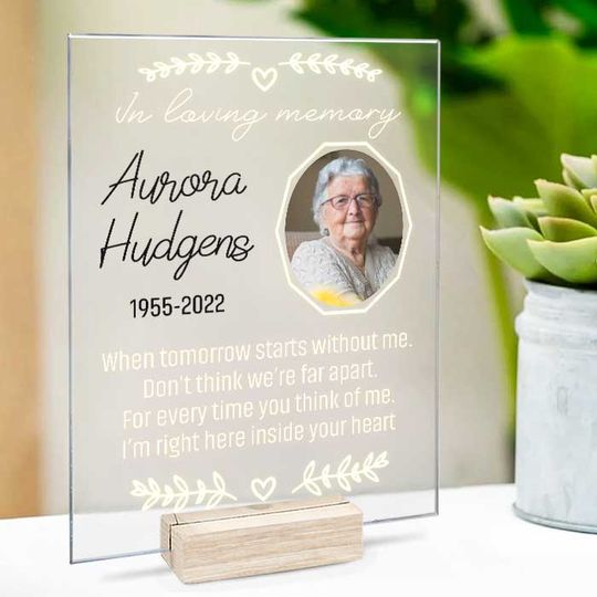 For Every Time You Think Of Me I'm Right Here Inside Your Heart Custom Image Acrylic Plaque With Stand