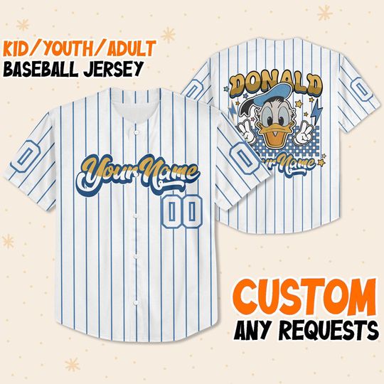 Personalized Donald Duck Disney Baseball Jersey, Disney Jersey