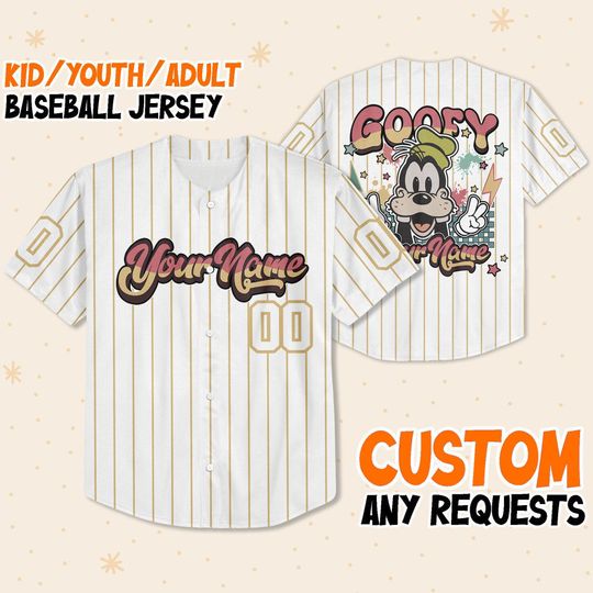 Personalized Goofy Dog Disney Baseball Jersey, Disney Jersey