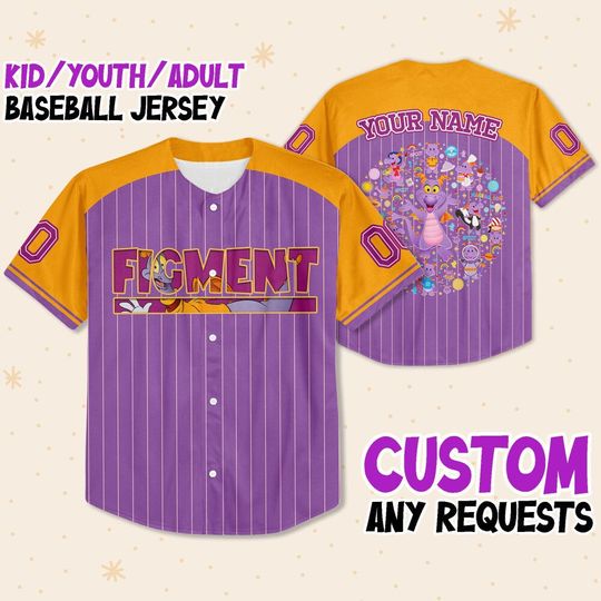 Personalized Figment Disney Baseball Jersey, Disney Jersey