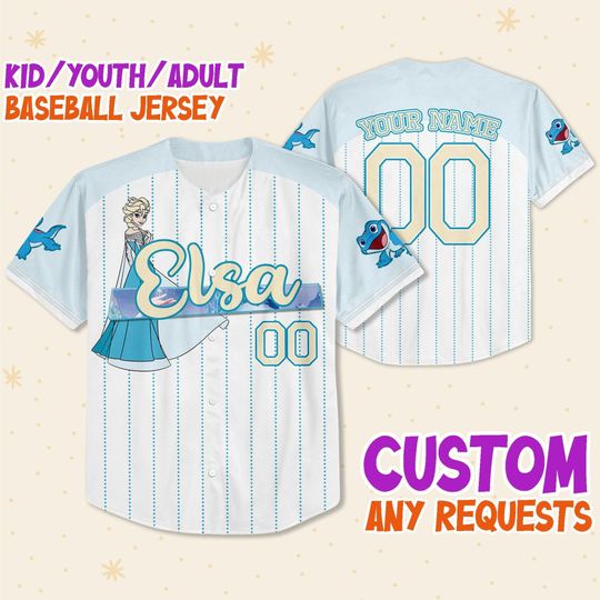 Personalized Frozen Princess Elsa Disney Baseball Jersey, Disney Jersey