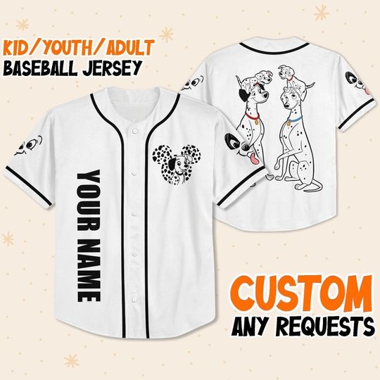 Personalized 101 Dalmatians Disney Baseball Jersey, Disney Jersey