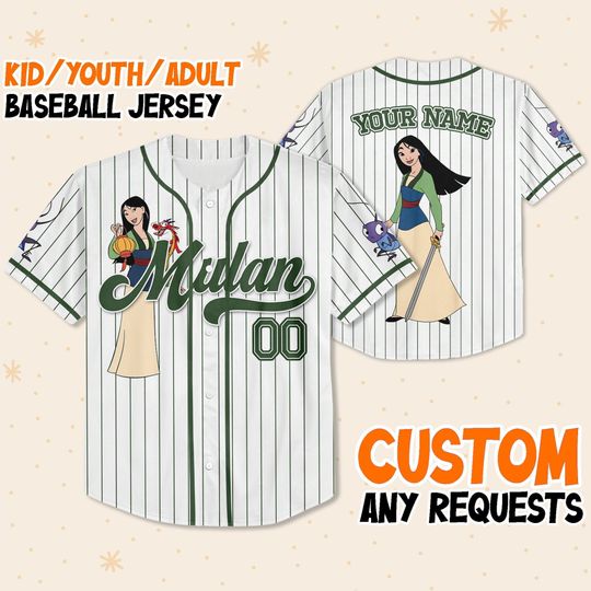 Personalized Disney Princess Mulan Simple Baseball Jersey