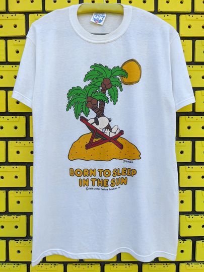 Vintage Snoopy Joe Cool T-Shirt, Born To Sleep In The Sun Peanuts Cartoon Merch