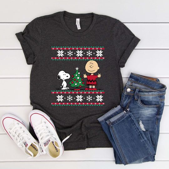 Peanuts Snoopy and Charlie Christmas T-shirt, Christmas gift