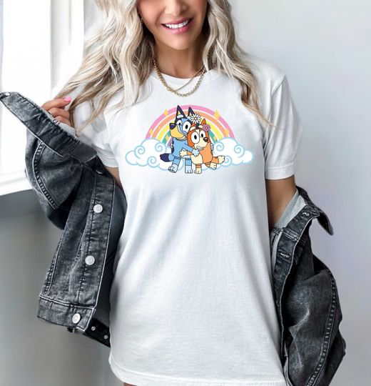 BlueyDad and Bingo T-shirt, Rainbow Shirt