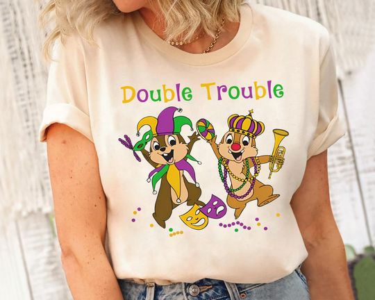 Chip And Dale Double Trouble Mardi Gras T-shirt