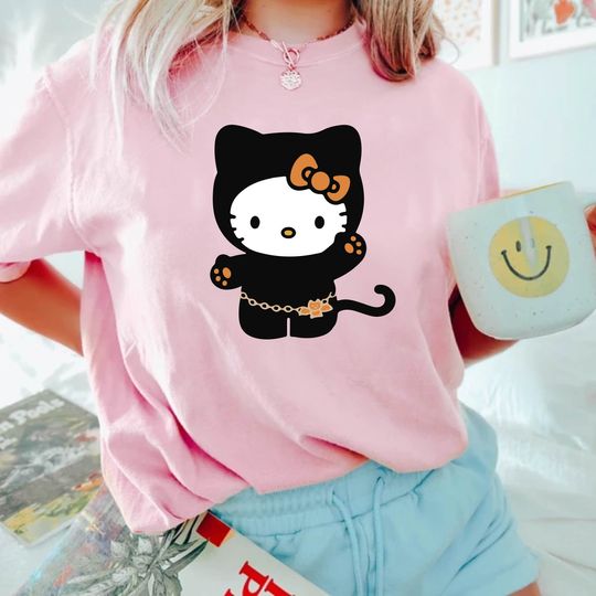 Hello Kitty Halloween Black Cat Tshirt, Hello Kitty T Shirt