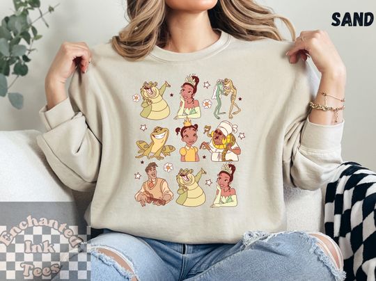 Tiana Princess and the Frog Doodles Sweatshirt, Vintage Disney Shirt, Disney Lover Gift