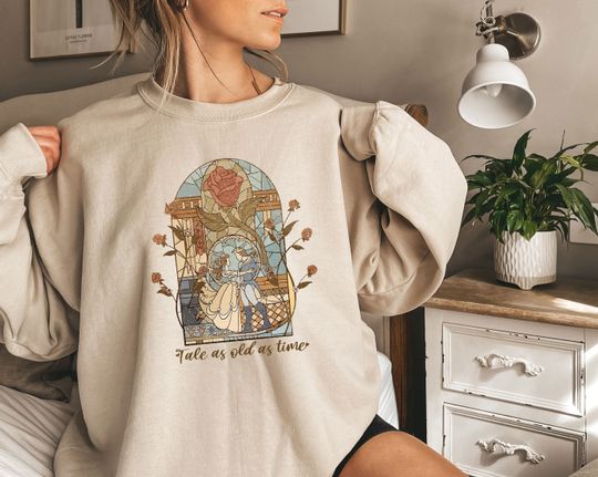 Vintage Tale As Old As Time, Disney Princess, Retro Beauty And The Beast Sweatshirt