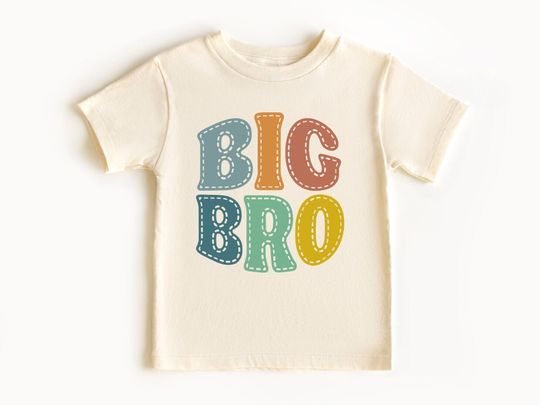 Big Bro Toddler Shirt, Cute Vintage Brother Kids Shirt, Natural Big Brother Toddler Tee