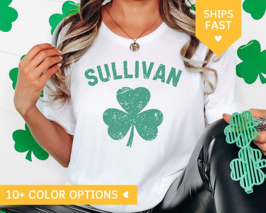 Personalized St. Patrick's Day Shamrock Last Name Shirt