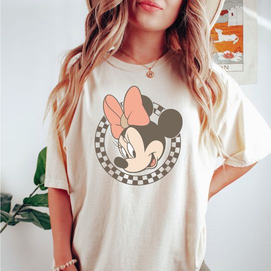 Minnie Comfort Colors Shirt, Disney Shirt, Minnie checkered Shirt