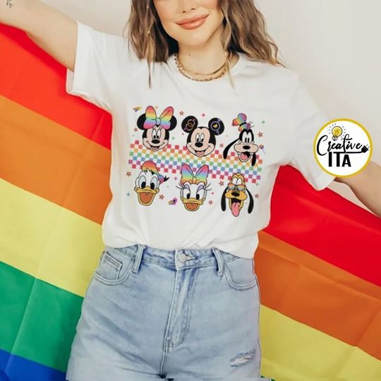 Mickey and Friends Checkered LGBT Disney Pride Shirt