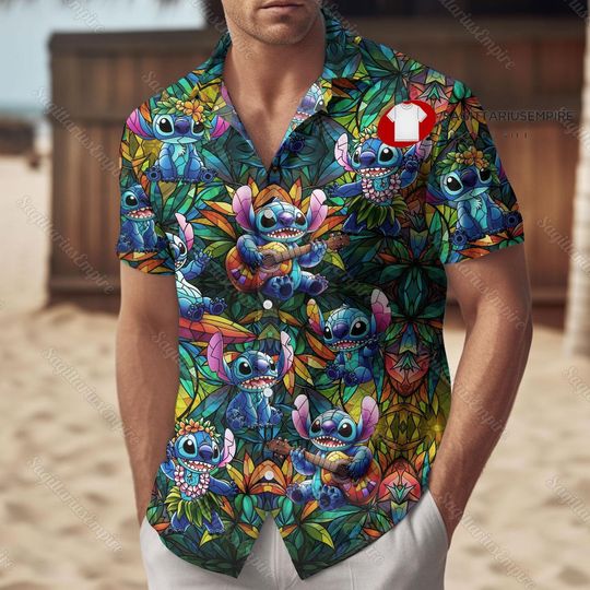 Stitch Button Shirt, Stitch Hawaiian Shirt