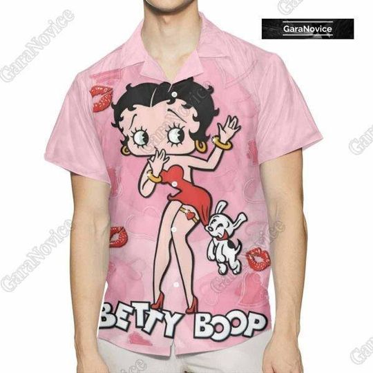 Betty Boop Hawaiian Shirt, Betty Boop With Her Pudgy Dog Shirt