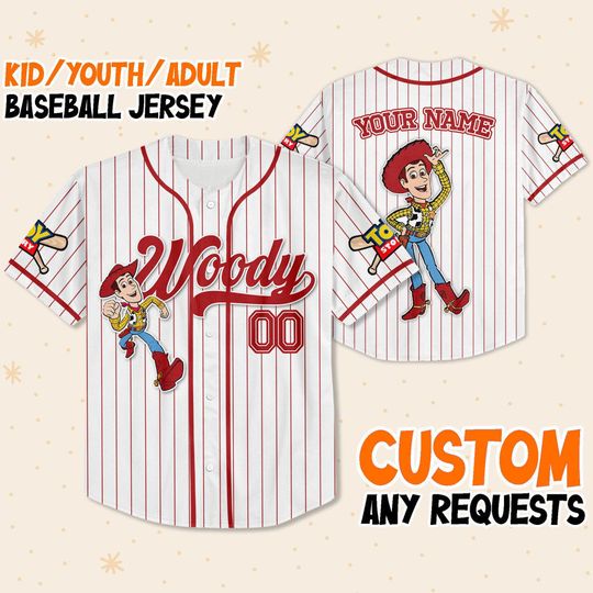 Custom Disney Toy Story Woody Baseball, Custom Kid Youth Adult