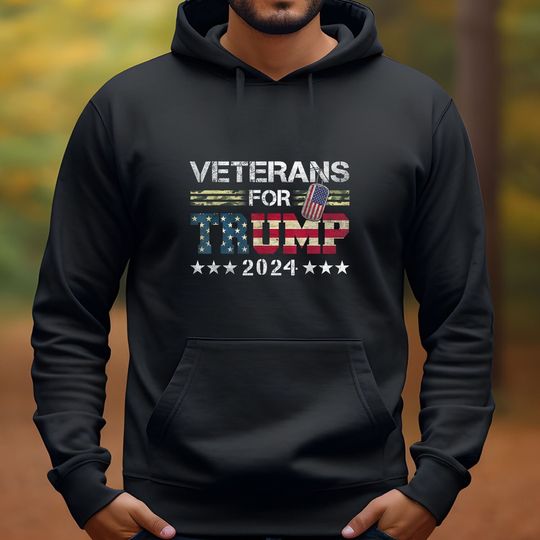 Veterans For Trump 2024 American Flag Vintage Hoodie