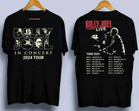 Billy Joel In Concert Music Tour 2024 Black T-shirt