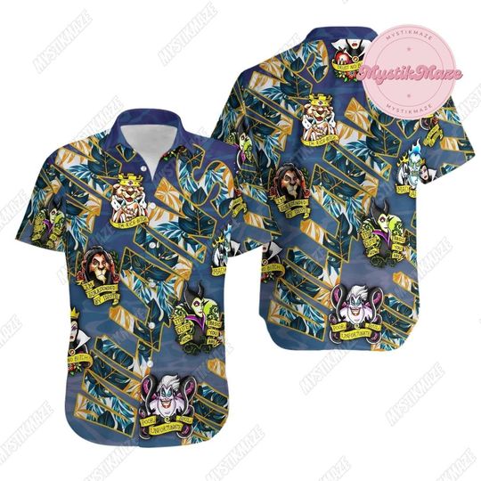 Disney Villains Button Shirt, Ursula Hawaiian Shirt, Maleficent Hawaii Shirt