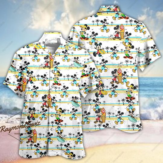Mickey Hawaiian Shirt, Mickey Aloha Shirt, Disney Mouse Hawaiian