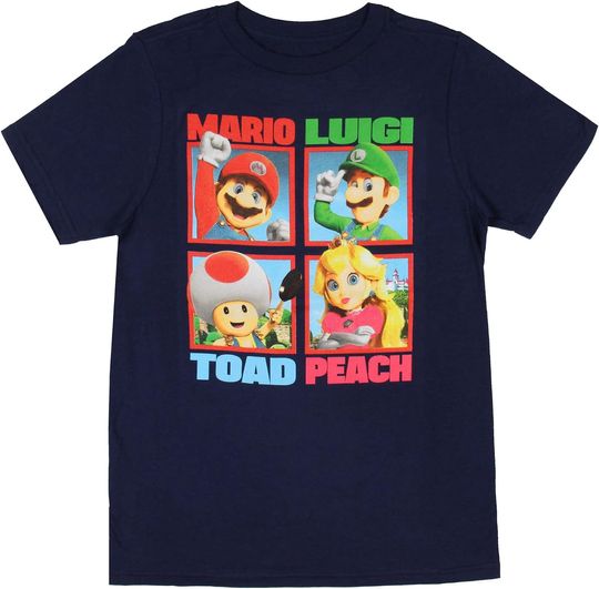 Super Mario Movie Boys Shirt Mario Luigi Princess Peach Toad Youth Kids T-Shirt