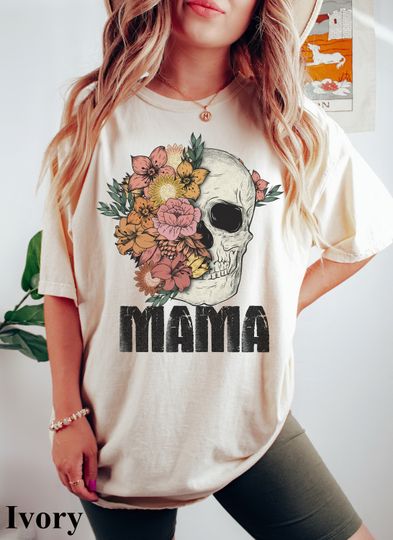 Skull Mama Shirt, Mom Shirt, Gift For Mom, Skull Mom Shirt