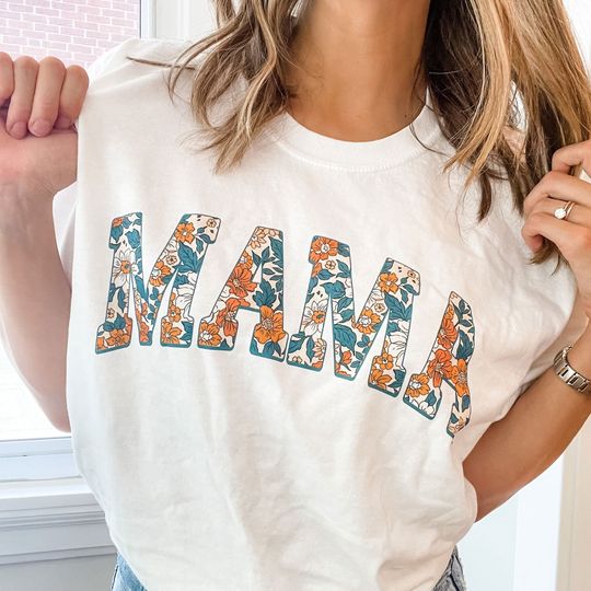 Multi-Floral Print Mama T-Shirt, Gift for Mom