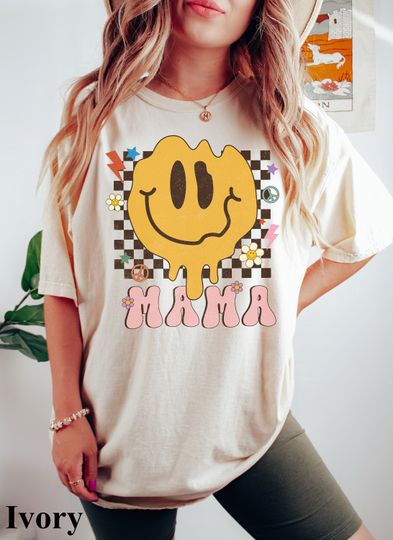 Mama Shirt, Mama Smiley Face Shirt, Retro Mama Shirt