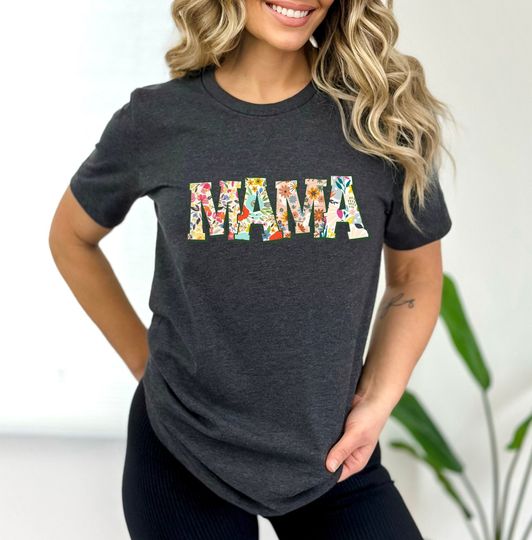 Retro Flower Mama T-shirt, Shirt for Mom for Mother's Day, Mama T-Shirt