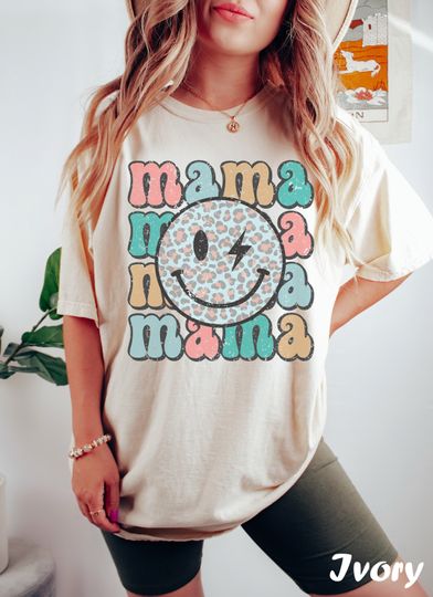 Retro Smiley Mama Shirt, Mom Smiley Face Shirt