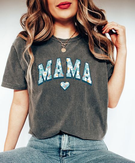 Cute Floral Gift For Mothers Day, Mama Shirt With Flower, Trendy Mama Shirt