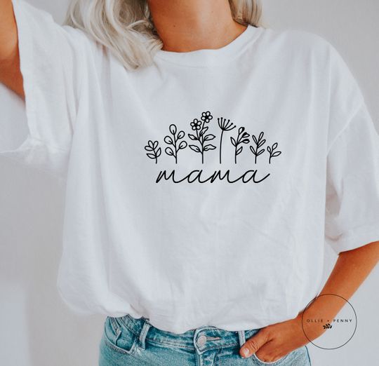 Floral Mama T-Shirt, Minimalist Mama tee, Mama shirt, Mom Shirt