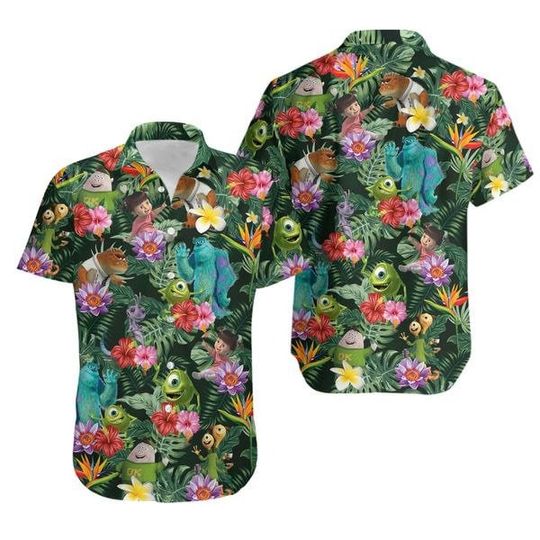 Monsters Inc Shirt, Monsters Inc Hawaiian Shirt, Disneyland Vacation Button Up Shirt