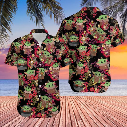 Baby Yoda Hawaiian, Baby Yoda Summer Aloha Shirt
