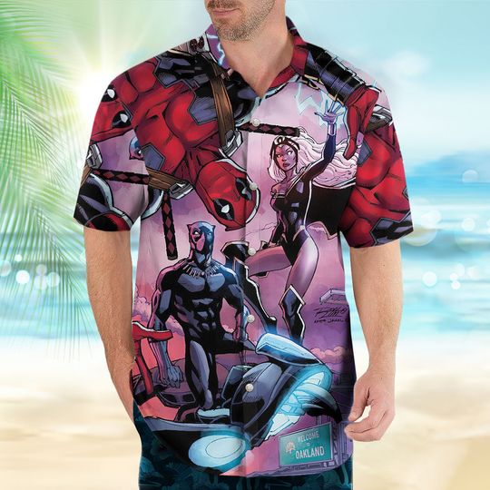 Deadpool Marvel Comics Hawaiian Shirt, Superhero Head Button-Up Shirt