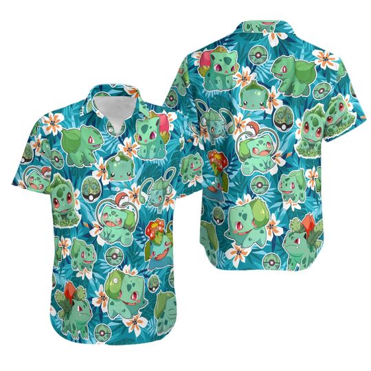 Bulbasaur Hawaiian Pattern Hawaii Shirt, Bulbasaur Tropical Birthday Summer Shirt