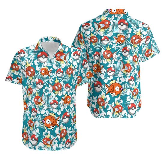 Magikarp Ghost Hawaiian Shirt, Button Up Shirt, Magikarp Ghost Birthday Shirt