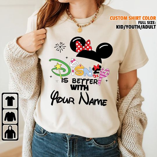 Personalized Disney is Better With You Minnie Logo Disney Shirt, Disney Family Matching Shirt