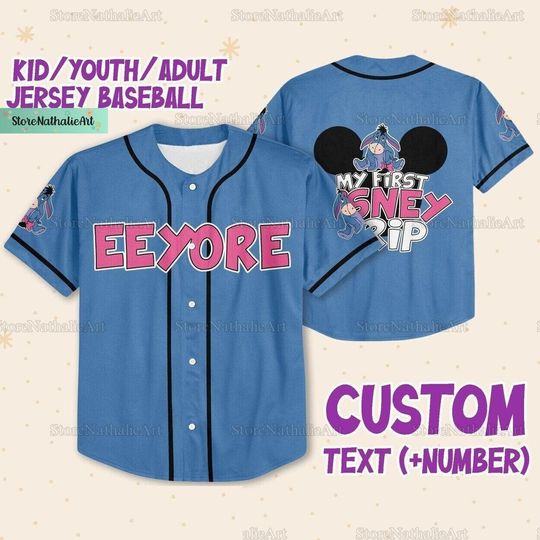 Eeyore Baseball Jersey, Disney Eeyore Jersey Shirt, Winnie The Pooh Jersey