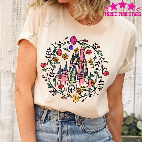 Magic Kingdom Castle Shirt, Princess Castle T-shirt, Magic Kingdom Floral Spring Shirt, Magical Vacation Tee, Matching Family Shirt E3653