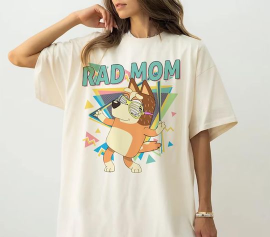 BlueyDad Rad Mom Shirt, BlueyDad Family Shirt, Retro Chilli Heeler Shirt