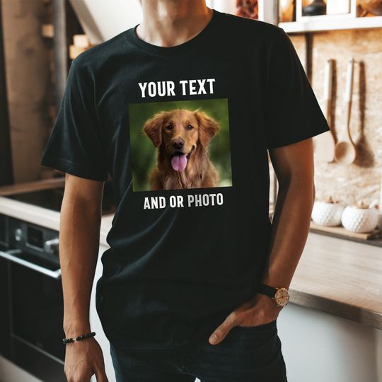 Custom Printed T Shirt, A4 Custom Photo and Text Printed Unisex T-Shirt