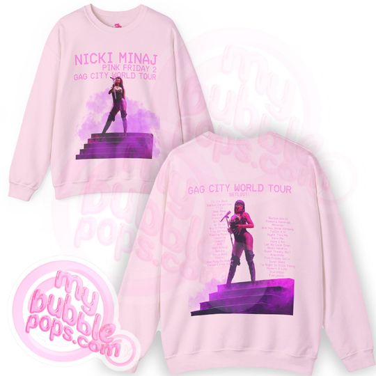GAG City World Tour Setlist (Nicki Minaj Pink Friday 2) Double Sided Sweatshirt