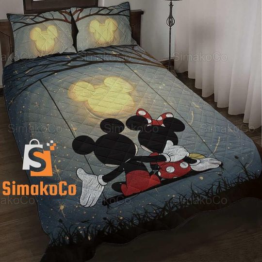 Mickey And Minnie Quilt Bed Set, Mickey And Minnie Quilt, Mickey Quilt, Minnie Quilt