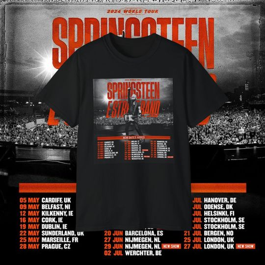 Bruce Springsteen World Tour 2024 - Black - T-shirt,  2024 Bruce Springsteen Concert Shirt, Party shirt, Gift for him, Gift for her