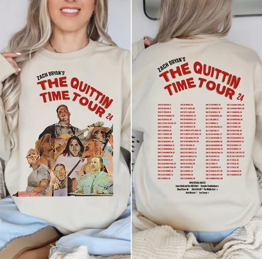 Zach Bryan The Quittin Time Tour 2024 Shirt, Country Music Tshirt, Zach Bryan Merch, Country Music Sweatshirt, The Quittin Time Tour Hoodie
