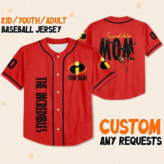 Personalized The Incredibles Mother Disney Baseball Jersey, Disney Jersey, Mother's Day Gift
