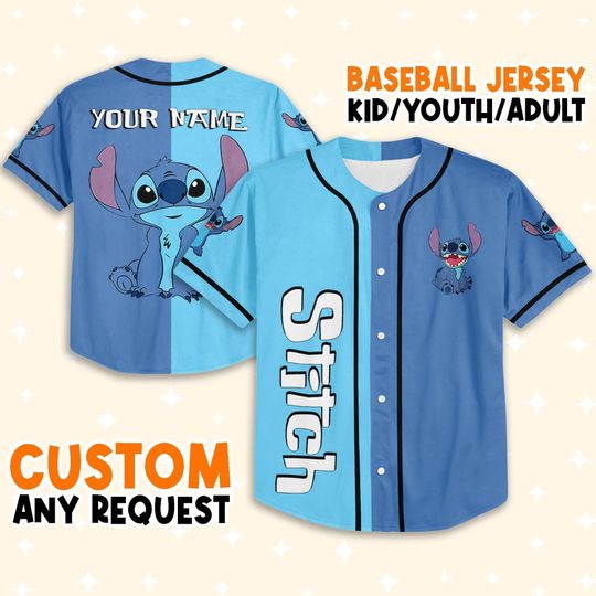 Personalized Stitch Disney Baseball Jersey, Disney Jersey