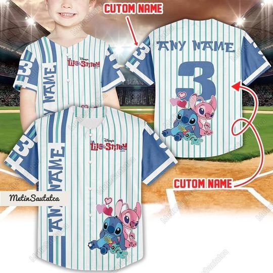 Personalized Stitch And Angel Disney Baseball Jersey, Disney Jersey